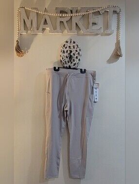 RBX Women's Skinny Drawstring Pants in Light Beige